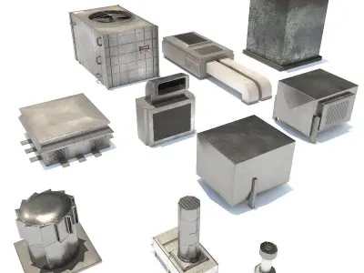 Aluminium Rooftop Elements PACK Low-poly 3D model