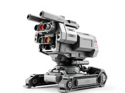 Futuristic Defense Turret Model Pack for D Rendering Low-poly 3D model