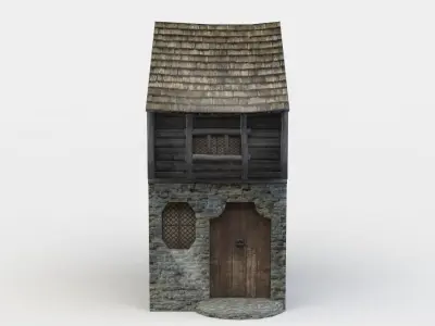 House stone with wooden door Low-poly 3D model