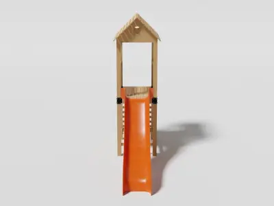 Playground Wooden Slide Low-poly 3D model
