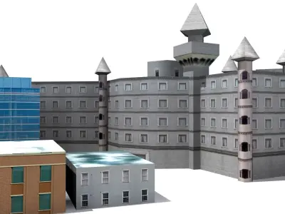 Building Collection Low Poly hospital Low-poly 3D model