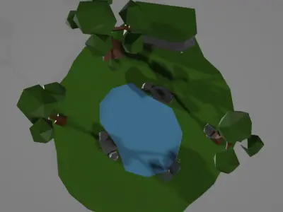 Simple Spring Lake Low-poly 3D model