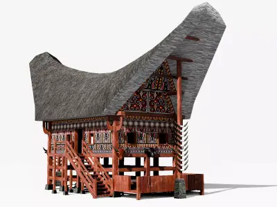 Rumah Tongkonan Toraja Low-poly 3D model