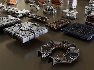 Space Colony City Props Kitbash KIT 3D model