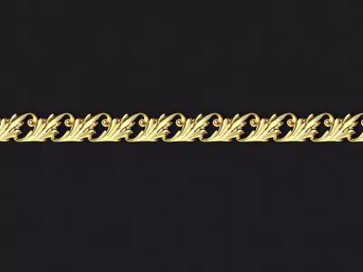 baguette gold chain 3D model