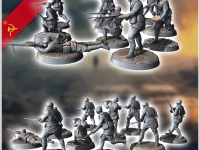 Set of 10 WW2 LMG Soviet soldiers with Degtyaryov DP-27 8 - Sovi 3D print model