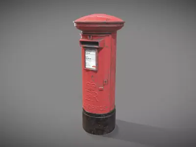 UK post box PBR Low-poly 3D model