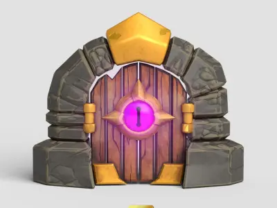 Stylized Fantasy Door Low-poly 3D model