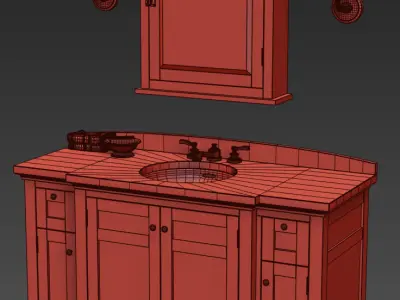 RH CARTWRIGHT SINGLE EXTRA-WIDE VANITY 3D model