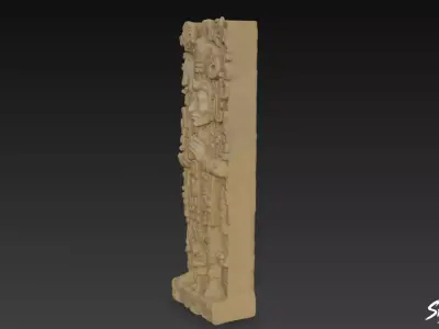 Stela D of Copan Low-poly 3D model