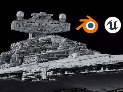 Imperial II-Class Star Destroyer Kitbash Blender UE5 - Star Wars 3D model