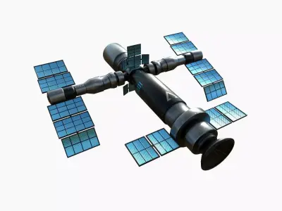 Satellite F05 Steel Blue - SciFi Space Design Low-poly 3D model
