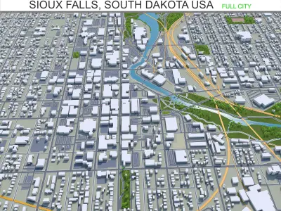 Sioux Falls South Dakota USA 40km Low-poly 3D model