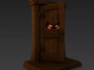 The Haunted Door  Spooky Halloween 3D Model 3D print model