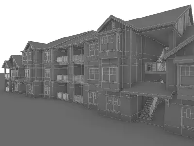 Attached House  Low-poly 3D model