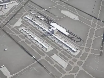 Detroit Airport Low-poly 3D model