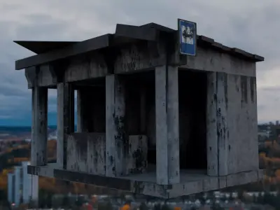Bus Stop after disaster 3D model