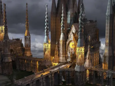 Dark Gothic Cathedral Dagon Architecture Kitbash Extended  3D model