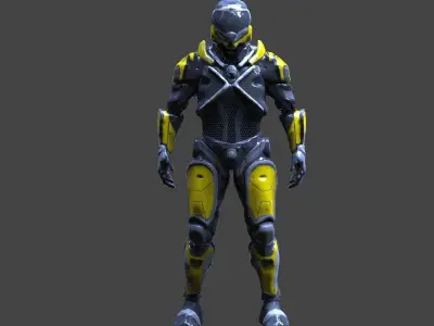 Cyborg suit Low-poly 3D model