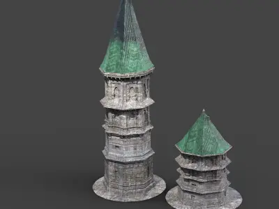 Germanic Medieval Tower 2 Designs 3D model