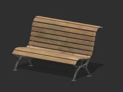 Bench 08 Low Poly PBR Realistic Low-poly 3D model
