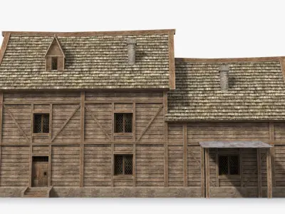 Medieval house x10 Low-poly 3D model