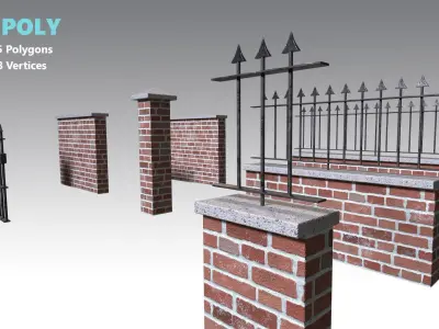 Brick Wall Pack PBR - Modular - Version 5 -  Low-poly 3D model