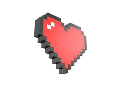 Pixel Heart Pack v2 01 Low-poly 3D model