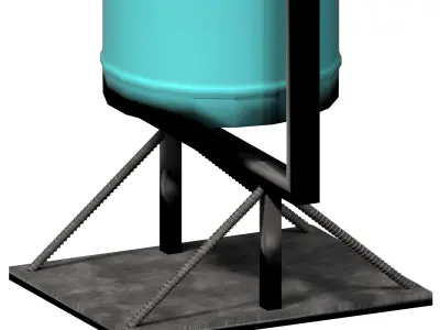 Turquoise circular cage type trash can with tap cover Low-poly 3D model
