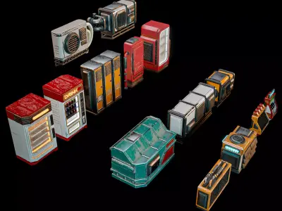 SCIFI CYBERPUNK FUTURISTIC PROP KIT Low-poly 3D model