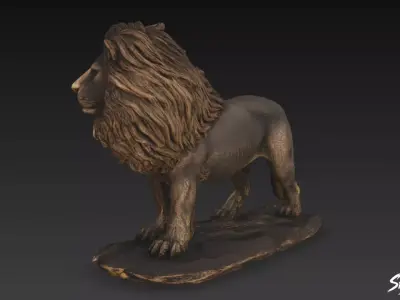 Lion Statue V42 Low-poly 3D model