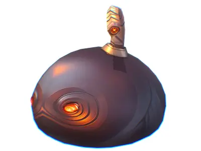 Black Cartoon Bomb With Glowing Eyes a Lit Fuse Low-poly 3D model