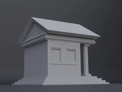 Bank Building Low-poly 3D model 3