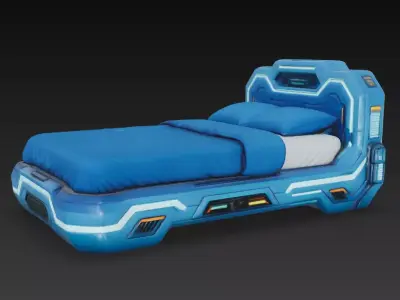 Futuristic Sci-fi Bed Low-poly 3D model