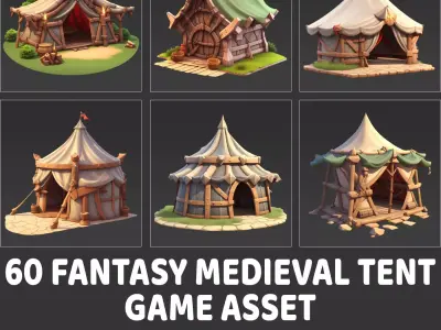 60 Fantasy Medieval Tent House Game Asset Texture