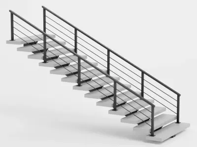 Straight Staircase V2 - Modern Interior Stairs Low-poly 3D model