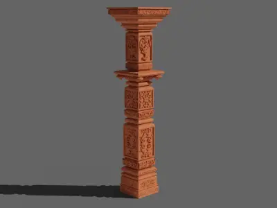 Indian Temple Pillar Free low-poly 3D model