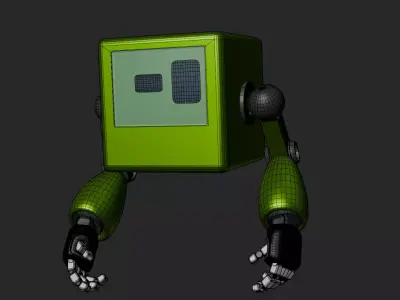Cute Hover Bot Rigged Low-poly 3D model