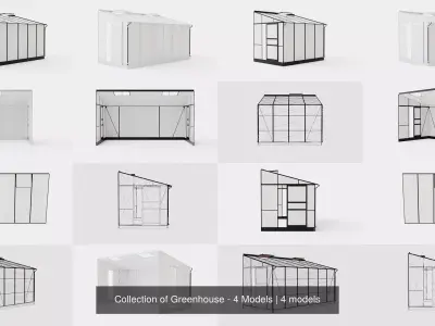Collection of Greenhouse - 4 Models 3D Model Pack