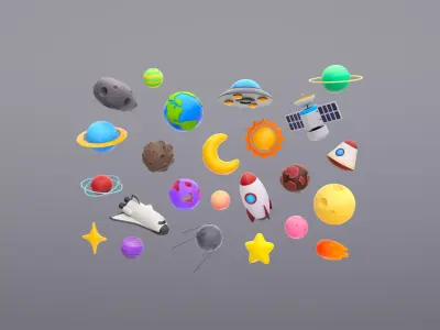 Cartoon Space Pack 3D model