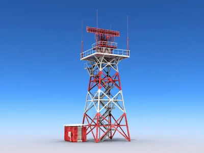 Big Radar Tower Low-poly 3D model