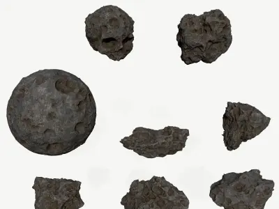 Asteroid Set rocks and stones Low-poly 3D model