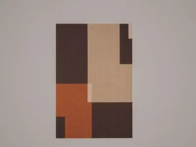 Carpet rug with orange and squares 3D model