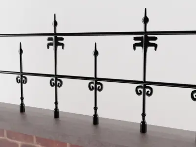 Brick and Iron Fence 3D model