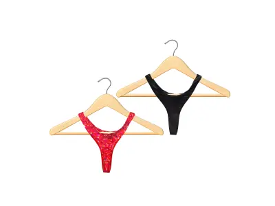 Wardrobe Hanger With Hanged Panties Low-poly 3D model