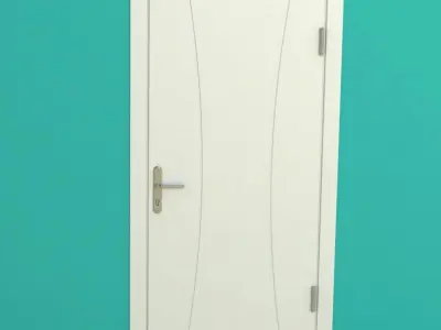 Door-3 door open on wall 3D model