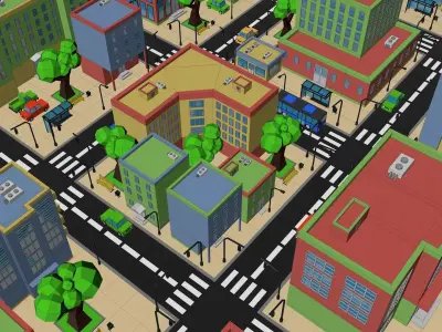 Low poly city Low-poly 3D model shop