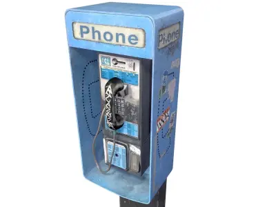 Pay Phone Worn Outdoor Street Prop Low Poly Textured Game Asset Low-poly 3D model