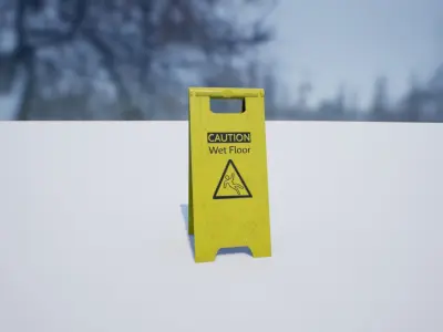 Wet Floor Sign PBR Free low-poly 3D model