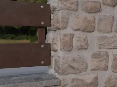 European Stone Fence Low-poly 3D model